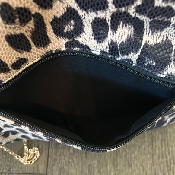 Lulu’s Wild Side Taupe Leopard Print Fold-Over Clutch - Picture 6 of 15